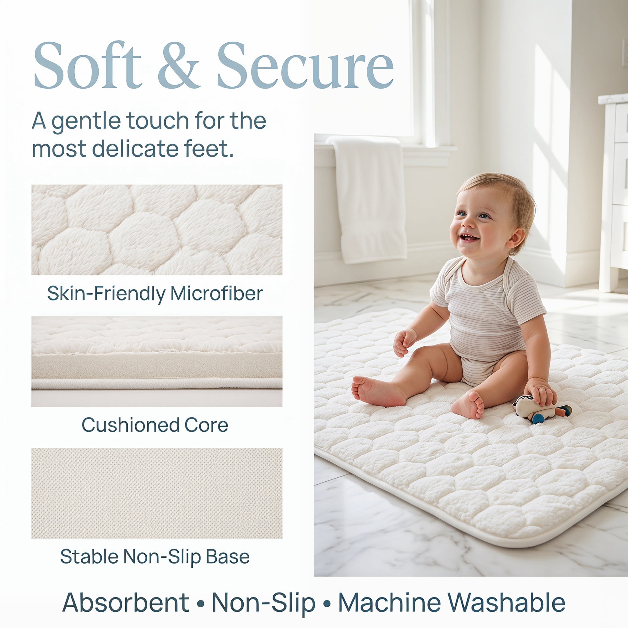 Unique Bargains Luxury Ultra Soft Absorbent Microfiber Bath Mat Non Slip Beige 32" x 20"
