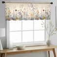 thumbnail image 2 of Spring Floral Valance Curtains for Kitchen/Living Room/Bathroom/Bedroom Window, Rod Pocket Small Topper Half Short Window Curtains Voile Sheer Scarf, Beige Watercolor Botanical 60"x18", 2 of 8