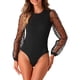 thumbnail image 1 of DARING DIVA Body de Manga Larga para Ropa de Club de Mujeres, Mono con Mangas de Malla, Body XS Negro, 1 of 6