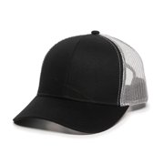 Outdoor Cap Blank Trucker Hat – Low Profile Structured Cotton Baseball Cap with Mesh Back, Adjustable Snapback, One Size, Black/White