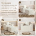thumbnail image 5 of 41.3" Cloud Single Sofa, Boneless Chaise Lounge Chair with Ottoman, Corduroy Fabric, 2 Cup Holders, Side Storage Pockets, No Assembly, White, 5 of 11