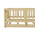 thumbnail image 5 of Montessori Floor Bed, Kids Bed Frame, Low Profile Toddler Bed with Removable Slats and Safety Door, Wood Bed Frame for Kids Boys Girls, Twin Oak, 5 of 11