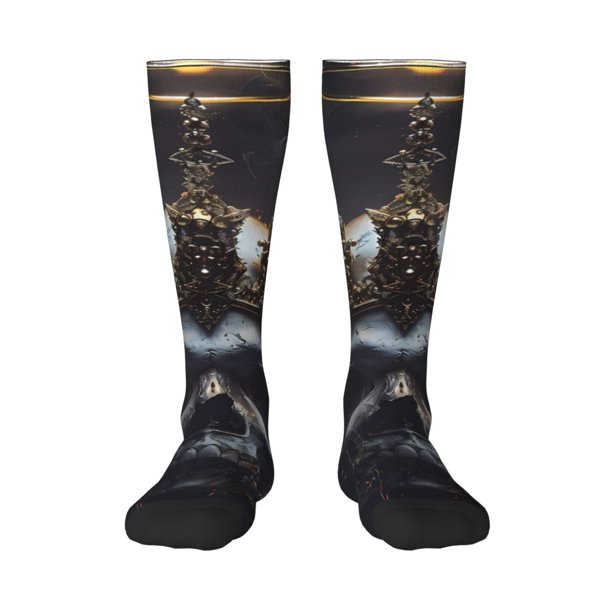 Balery Royal Skull With Golden Crown Calcetines novedosos Calcetines deportivos Calcetines hasta la rodilla Calcetines de algodón Calcetines originales y geniales