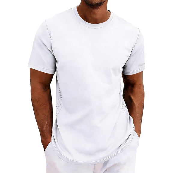USNSM Men's T Shirt Short Sleeve Solid Color Thin Breathable T-Shirts Crew Neck Casual Summer Basic Tee Shirts White XXL