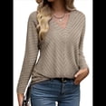 thumbnail image 3 of Camisa de Larga de Otoño para Mujer, Cuello en V, Jersey de Punto, Túnica, Camisa Formal Informal para Mujer Gris M, 3 of 7