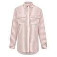 thumbnail image 3 of Womens Tops Striped Printed Single Breasted Long Sleeve Shirt Cotton Linen Tops, 3 of 8