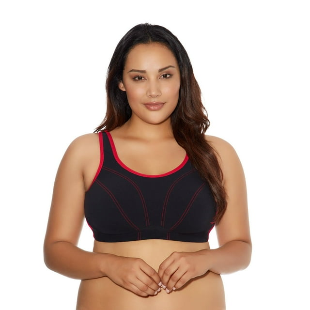 Goddess Women`s Plus-Size Soft Cup Sports Bra, 48D, BLACK