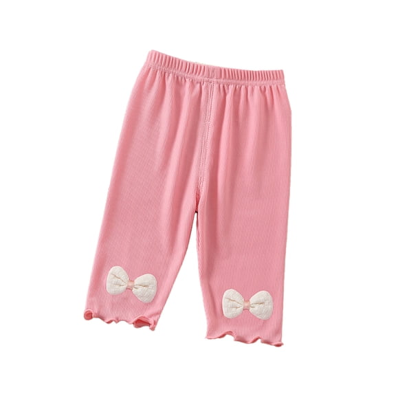 LYMAYTER Kids Girls Summer Pants Toddler Printed Leggings Trousers Baby Soft Casual Bottoms Pants