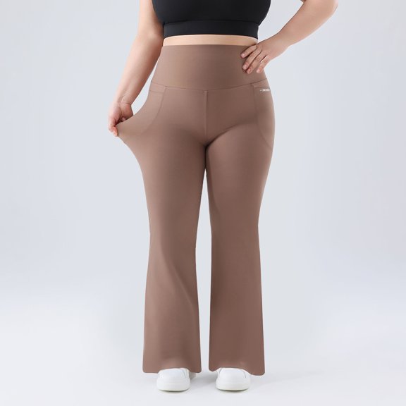 JOANKDMI Bootcut Yoga Pants for Women High Waisted Workout Flare Leggings with Side Pockets Tummy Control Athletic Activewear for Gym Running Casual Lounge Trousers