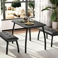 thumbnail image 3 of 3-Piece Dining Table Set for 4 with 2 Upholstered Benches, Wooden Kitchen Table, 3 of 8