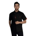 thumbnail image 2 of Men's Chef Jacket Hotel Restaurant Work Shirt Uniform Unisex Chef Jacket Long Sleeve Kitchen with Distinctive Red Buttons for Hotel Restaurant Staff,Black,L, 2 of 5