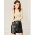 thumbnail image 3 of INSPIRE CHIC Women's Twist Long Sleeve Cut Out Front Glitter Cross Crop Tops, 3 of 4