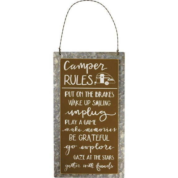 Primitives by Kathy Hanging Decor - Camper Rules Galvanized Metal Sign