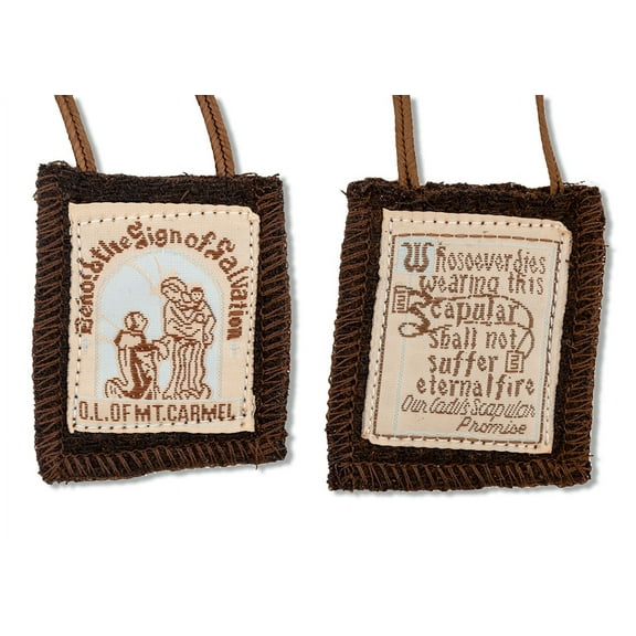 Traditional Brown Scapular | 100% Wool | Comes with Enrollment Papers | Adult Size