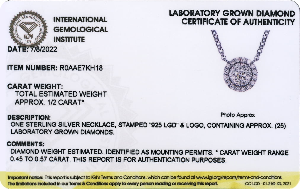 Forever Facets 1/2 CT TW Lab Grown Diamond Necklace in Platinum over Sterling Silver, Adult Female