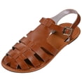 thumbnail image 3 of Sandals Wide Feet, Women's Flat Sandals, Wide Width Sandals for Women, Women's Mexicanos Huaraches Sandals Summer Beach Vacation Closed Toe Ankle Strap Flats Walking Wedding Shoes, Brown 7, 3 of 8