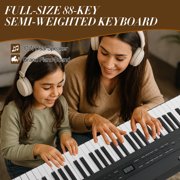 Ktaxon Digital Piano 88 Key Semi Weighted Keyboard with Foldable Bench for Beginners Triple Pedal, Black