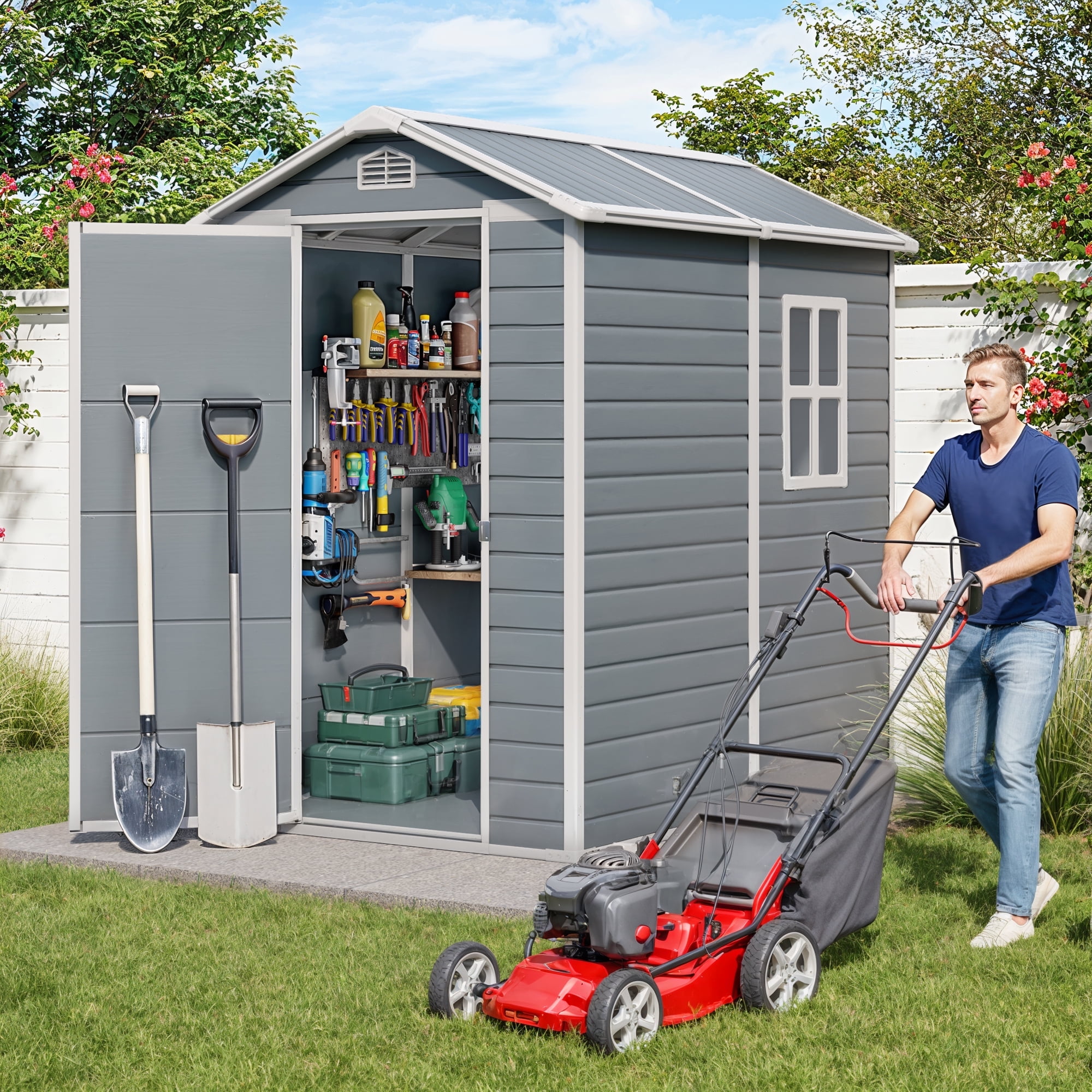 Lofka 5x3ft Resin Outdoor Storage Shed, Weatherproof Large Storage