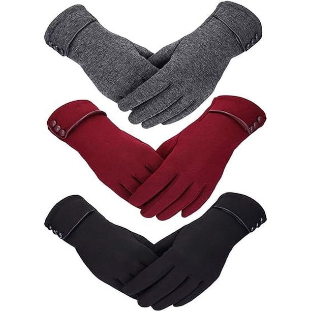 Pares de guantes de invierno para mujer, guantes resistentes al viento para pantalla táctil, teléfono, forro polar, guantes cálidos para clima frío Rojo Verde Cocina, Decoración y Otros