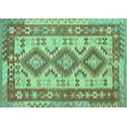 thumbnail image 1 of Ahgly Company Machine Washable Indoor Rectangle Southwestern Turquoise Blue Country Area Rugs, 8' x 10', 1 of 4