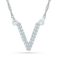 thumbnail image 1 of DGOLD Collier Alphabet pour Femmes en Argent Sterling avec Diamant Rond Blanc et Initiale "V" (1/20 cttw), 1 of 2