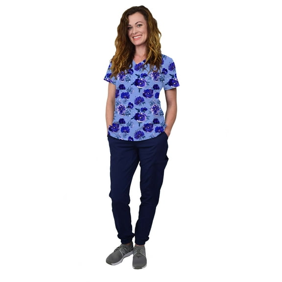 Womens Medical Nursing Scrub Set GT 4FLEX Print Top and Jogger Pant