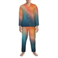 thumbnail image 3 of Balery yellow orange and teal Pattern Pajama Sets for Men Long Sleeve 2 Piece Sleepwear Loungewear Sets Soft PJ's with Pockets Long Sleeve Comfy Pj Sets-Medium, 3 of 7