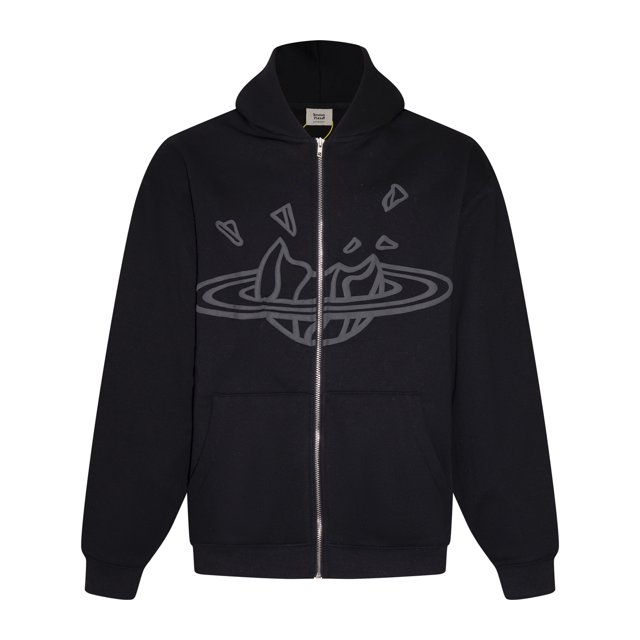 Sweat à Capuche Planète Cassé Tendance Américaine Imprimé Amusant de Rue plus Velours design Ample