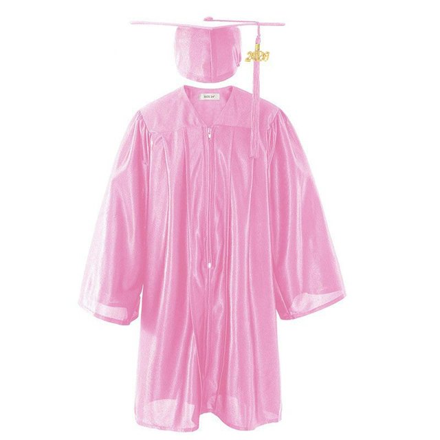 Odeerbi 3-12 Años Niños Niñas Vestido de Graduación Y Gorra de Color Sólido Brillante Vestido de Manga Larga de 2 Piezas Para La Ceremonia de Graduación