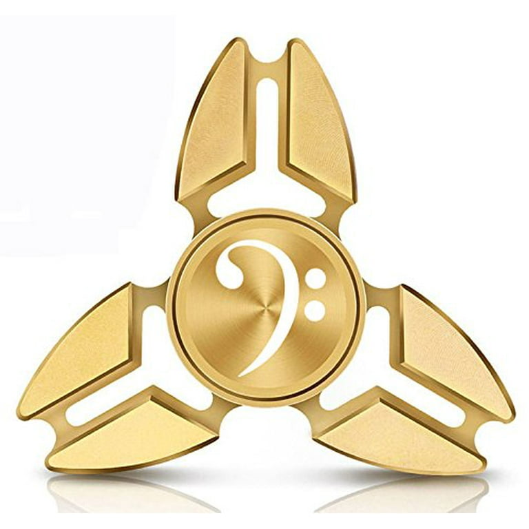Fidget Spinner Tri Spinner Gold Aluminum Metal Bass Clef