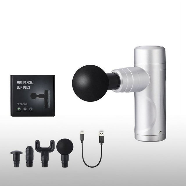 Mini Massage Gun Handle Usb Charging Muscle Body Pain Relief Fitness Relaxation Silver