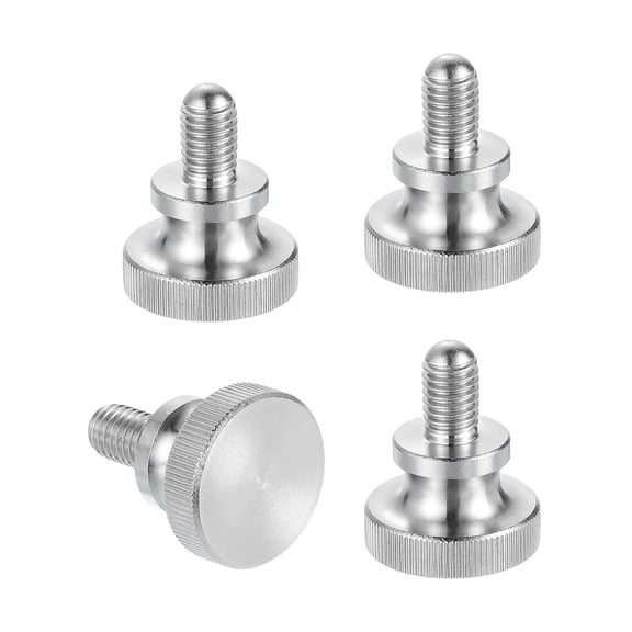 Uxcell M8x10mm Knurled Thumb Screws, 304 Stainless Steel Diamond Head Thumb Screws Metric Knurled Head Bolts with Shoulder Grip Knobs Hand Tighten Thread Fasteners, 24mm Dia. 4 Pcs