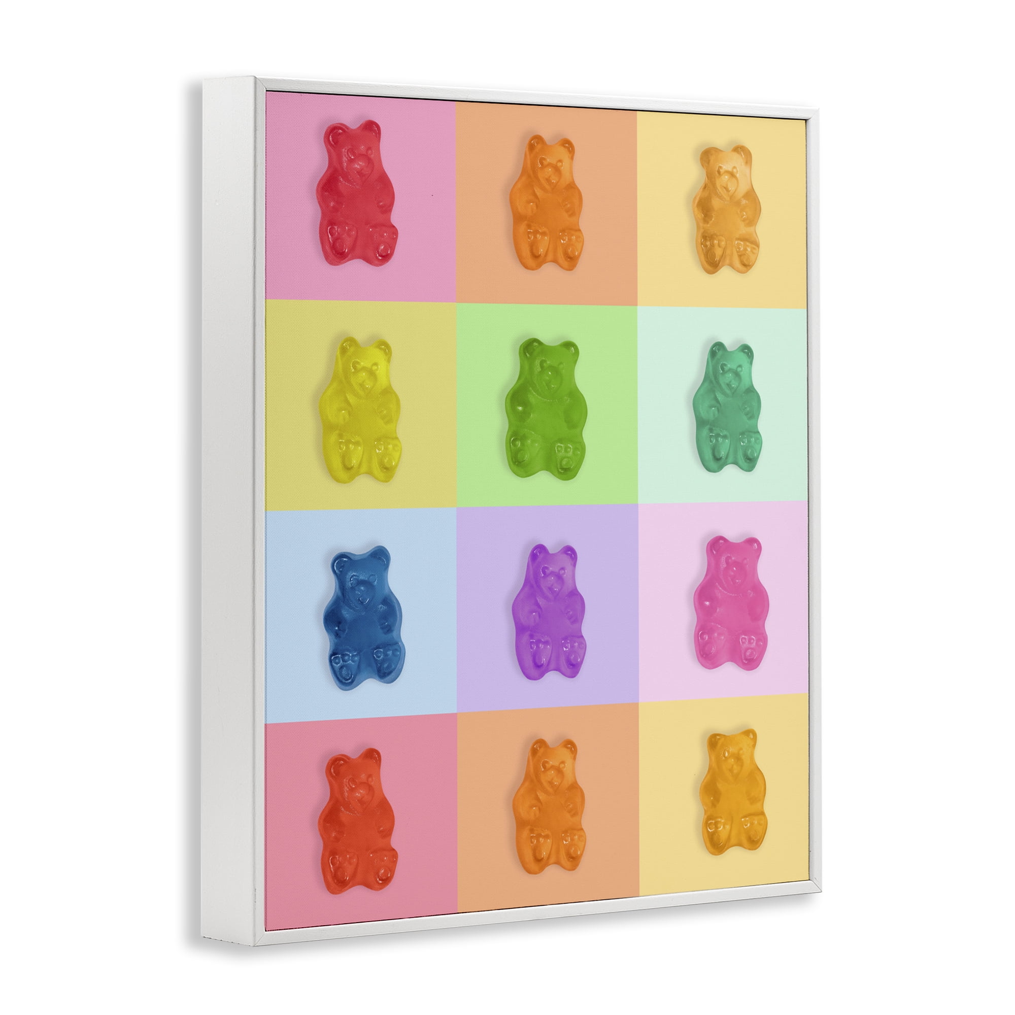 Stupell Industries Rainbow Gummy Bear Candy Grid White Framed Giclee Art, design by LISH Creative