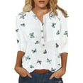 thumbnail image 2 of TIMIFIS Blouses pour Femmes Blouses d'Été pour Femmes à Manches Trois Quarts Col Ras du Cou Décontractées Imprimées Automne, 2 of 4