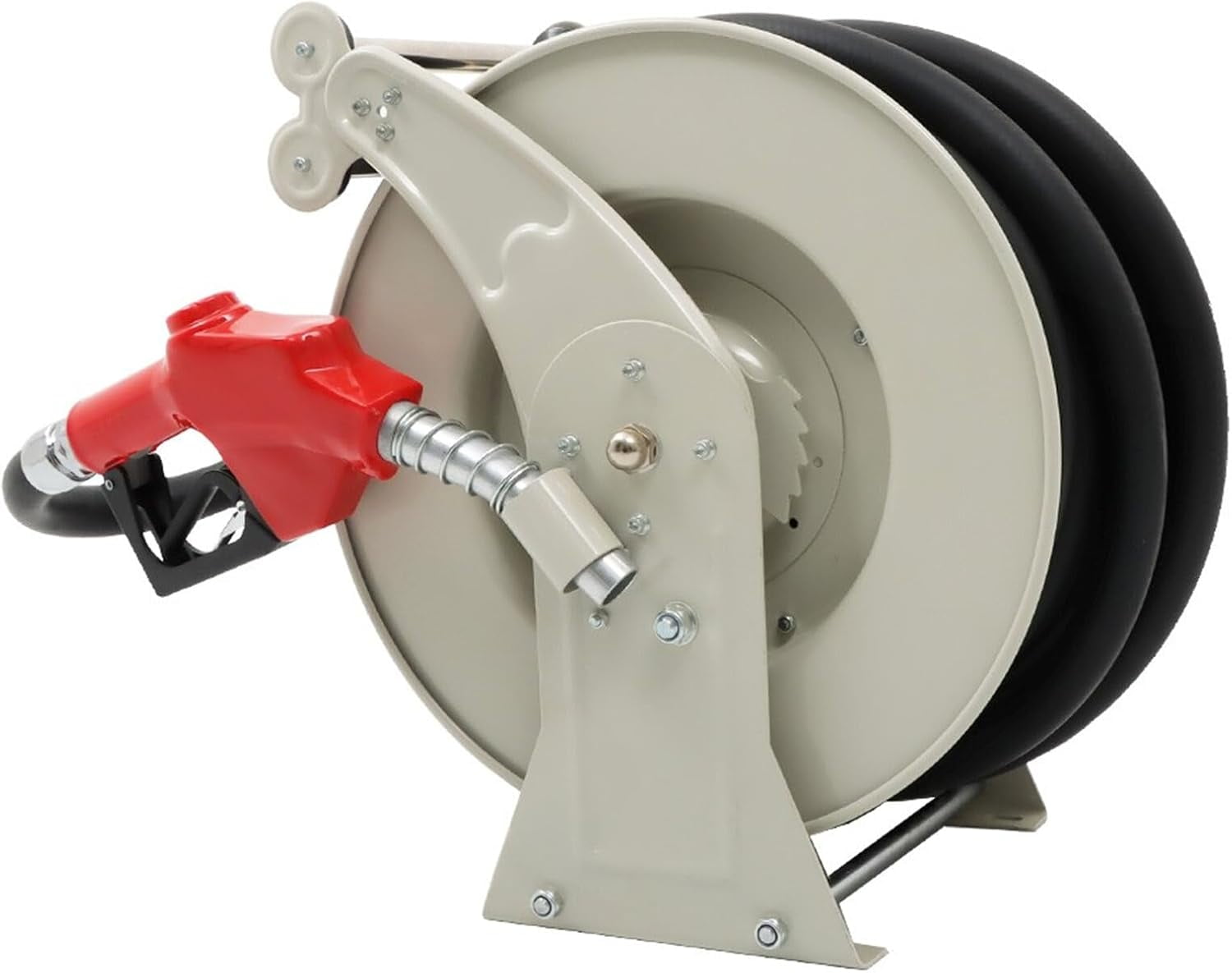 Handdo 1 Inch x 50 Ft Diesel Fuel Hose Reel with Fuel Nozzle Heavy Duty Steel Retractable Hose Reel
