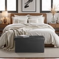 thumbnail image 3 of ACCVER 30" Storage Ottoman Bench - Faux Leather Foldable Ottoman Upholstered Entryway Bench, 400lbs Large End of Bed Bench with Storage Chest for Bedroom, Living Room, Black, 3 of 7
