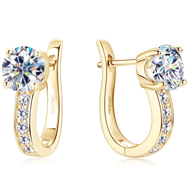 Pendientes de aro PROSTORY Moissanite de plata 925 de 2 quilates para mujer