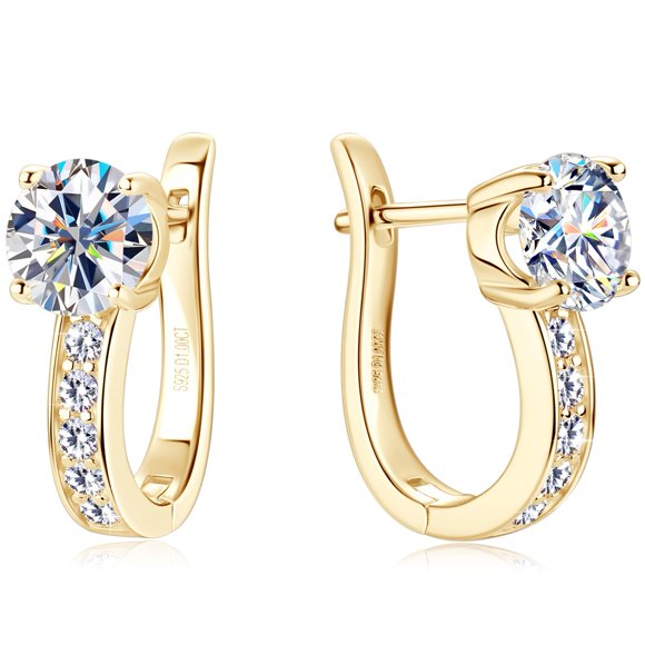 Pendientes de aro PROSTORY Moissanite de plata 925 de 2 quilates para mujer