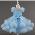 thumbnail image 3 of XUELUO Toddler Girls Tulle Princess Dress Puff Shoulder Ruffled Floral Dress Pearl Waistband Holiday Fluffy Party Skirts, 3 of 6