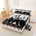thumbnail image 2 of Manfei Pretty Stars Queen Sheets,Black Bear Queen Sheet Sets,White,4-Piece,1 Flat Sheet, 1 Fitted Sheet and 2 Pillowcases, 2 of 6