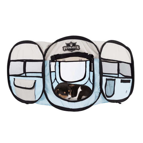 PETMAKER 33x15 Pop-Up Pet Playpen for Small Animals up to 25lbs, Blue