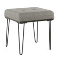 thumbnail image 1 of "Taburete otomano con estructura de metal y asiento capitoné tapizado en tela, gris y negro" Benzara Inc BM196071, 1 of 2