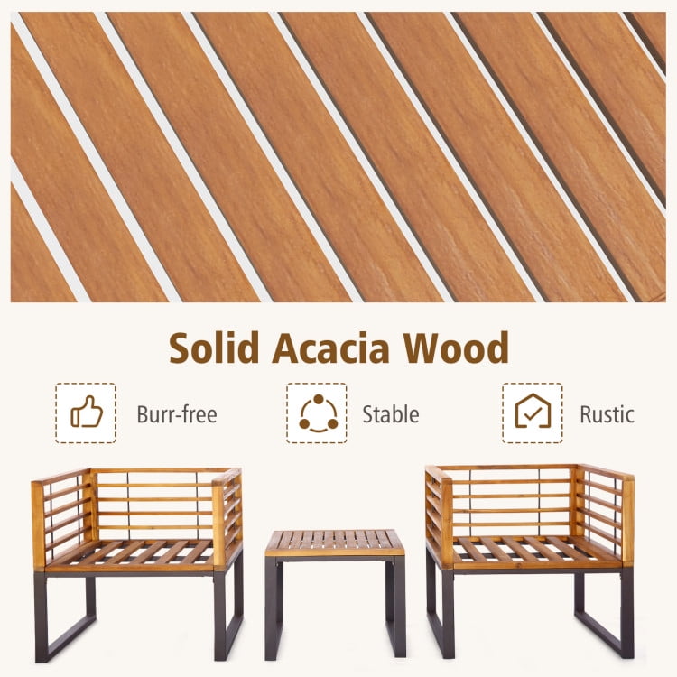 Aimee Lii 3 Pieces Patio Acacia Wood Conversation Set with Cushioned Armchairs, Patio Table and Chairs Set, Outdoor Patio Set, Navy Aimee Lii 3 Pieces Patio Acacia Wood Conversation Set with Cushioned Armchairs, Patio Table and Chairs Set, Outdoor Patio Set, Navy