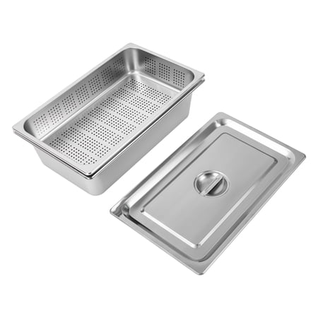 Wildnix Perforated Steam Pan Set of 3 201 Stainless Steel Multiple Uses for Buffet Catering & Cooking Dishwasher Safe
