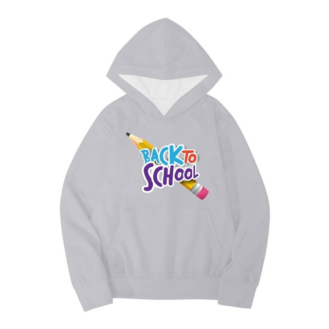 BXUIDJG Chandail à Capuchon pour Fille Chandail en Molleton Garçons Filles Automne Hiver Rentrée des Classes Imprimé Lettre Manches Longues Hauts Chauds Manteau Chandail en Molleton Gris-12-18 m