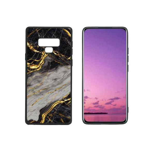 Black-Golden-Marble-29 Phone Case, Degined for Samsung Galaxy Note 9 Case Men Women, Flexible Silicone Shockproof Case for Samsung Galaxy Note 9