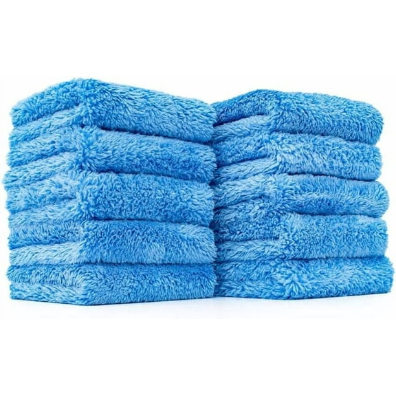 The Rag Company – The Eaglet 500 – Professional Korean 70/30 Blend Super Plush Microfiber Detailing Towels, 500gsm, 8in x 8in, Blue, 10-Pack