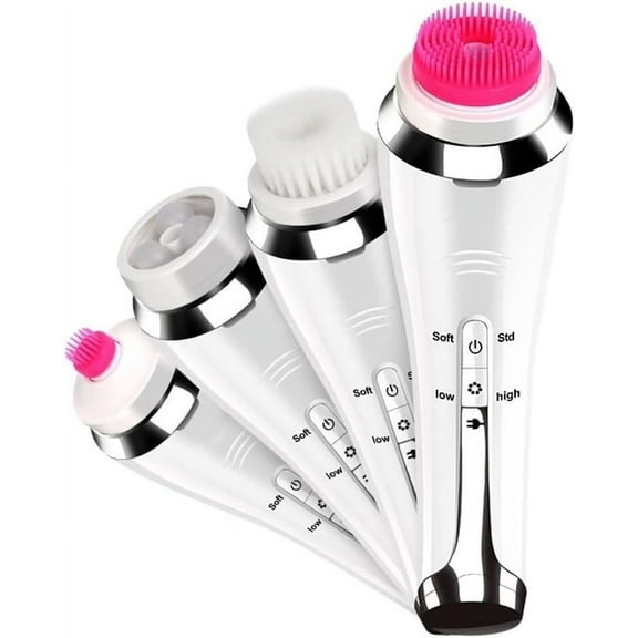 RKXQT Facial Cleansing Brush, Electric Face Cleansing Brush, Facial Spin Brush with 3 Rotating Brush Heads, Waterproof, USB Rechargeable, Face Brush for Exfoliation and Deep Cleaning