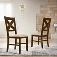 thumbnail image 3 of Roundhill Furniture Karven Cross Back Upholstered Dining Chairs in Dark Hazelnut Finish, Set of 2, 3 of 5