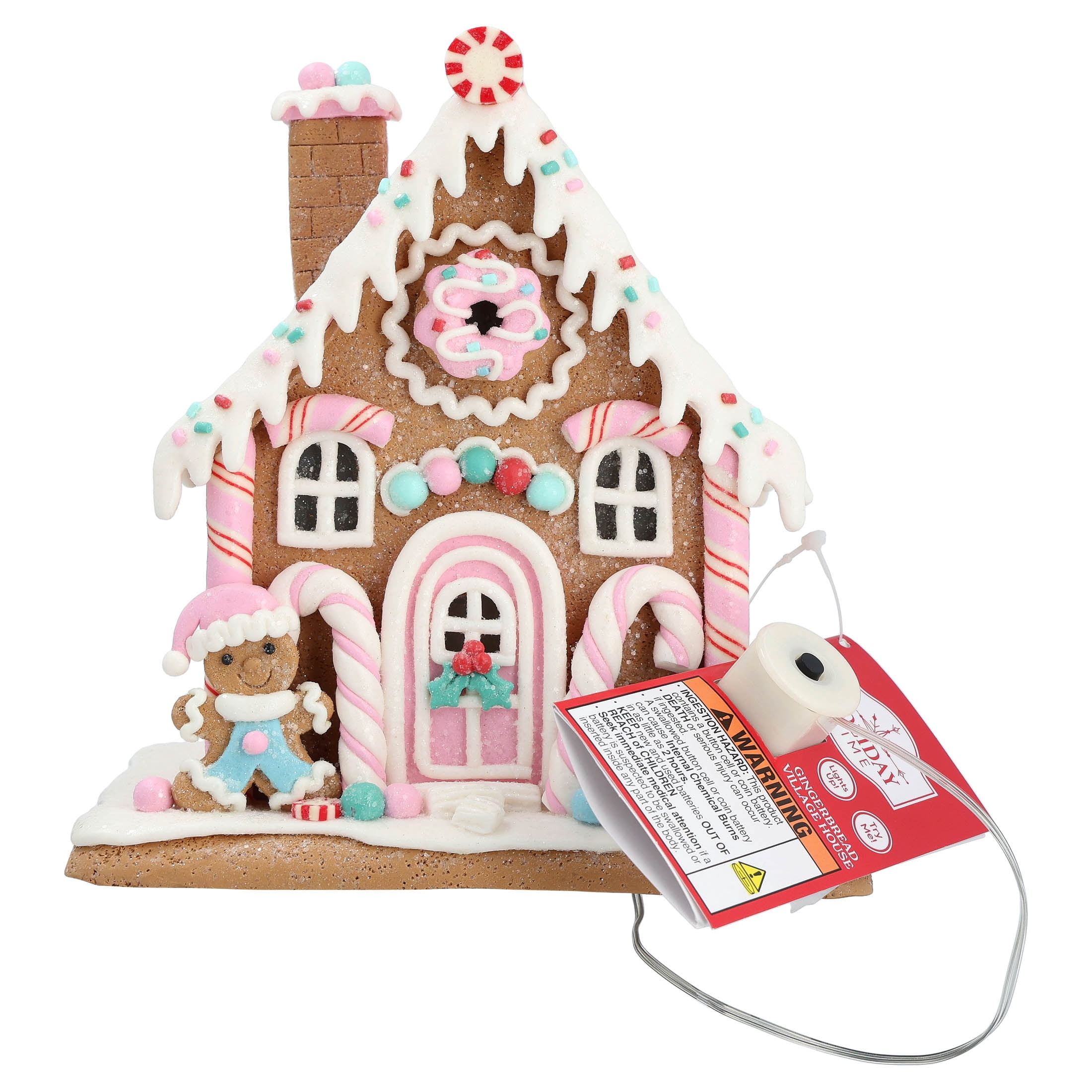 Light-Up Clay Dough Gingerbread Village House Christmas Decoration, Multicolor, 8", by Holiday Time